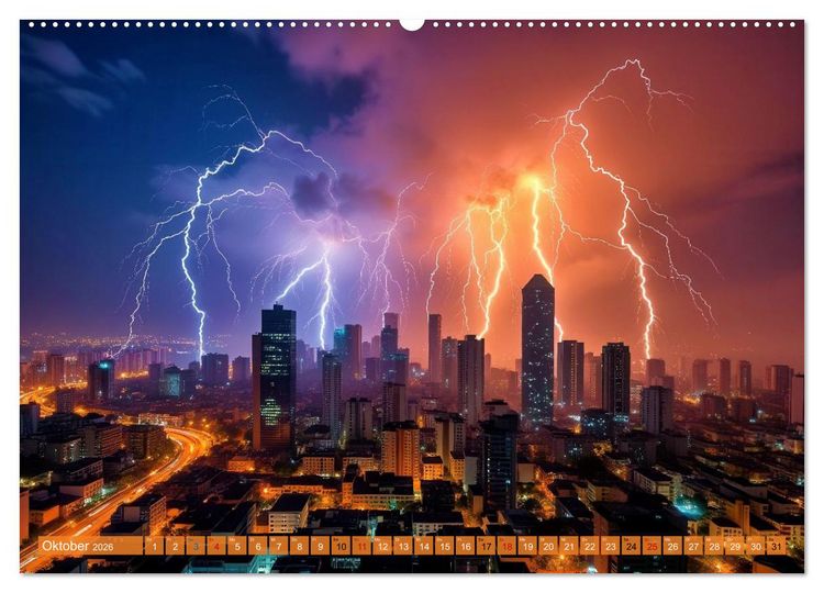 Produktbild: Mega-Blitze (hochwertiger Premium Wandkalender 2026 DIN A2 quer), Kunstdruck in Hochglanz