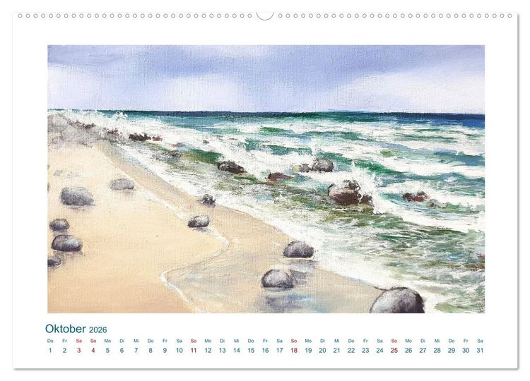 Produktbild: Wellenbrausen - Gemalte Wellen von Michaela Spreider (Wandkalender 2026 DIN A2 quer), CALVENDO Monatskalender