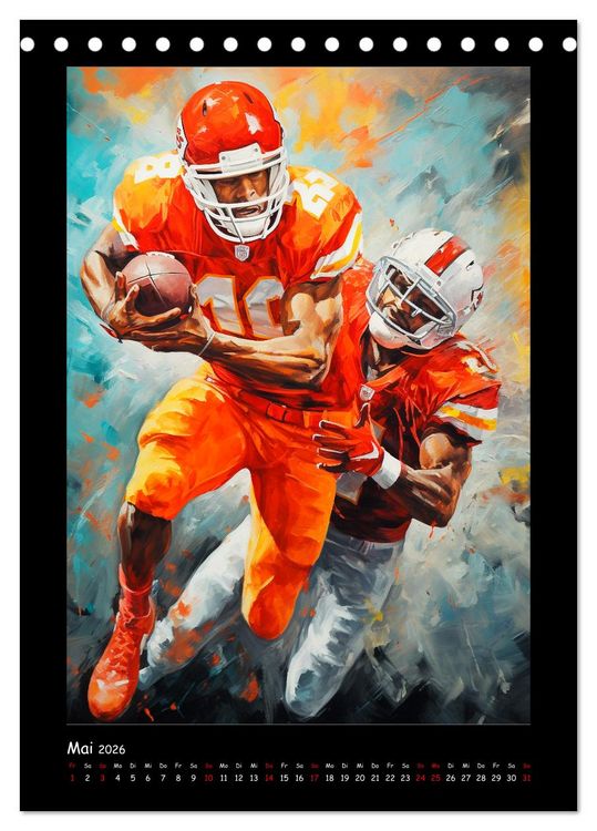 Produktbild: American Football. Paintings (Tischkalender 2026 DIN A5 hoch), CALVENDO Monatskalender