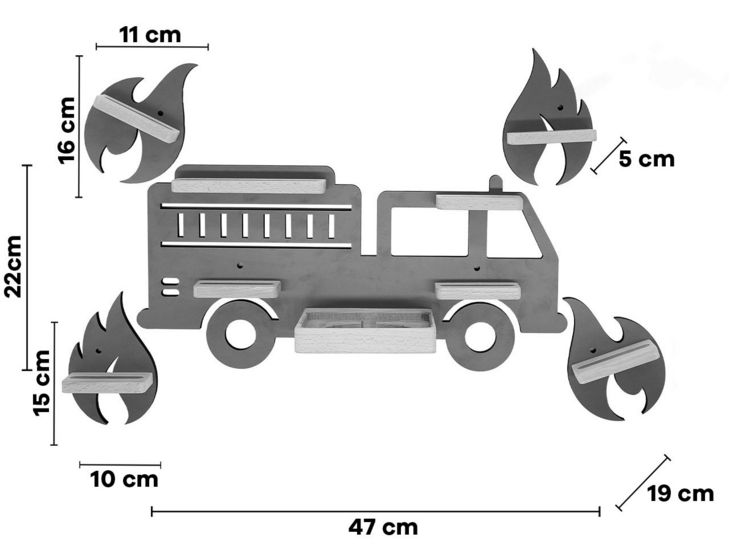 Produktbild: Wandregal "Feuerwehr" für Toniebox