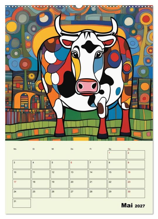 Produktbild: Farbenfrohe Tiermalerei (hochwertiger Premium Wandkalender 2027 DIN A2 hoch), Kunstdruck in Hochglanz