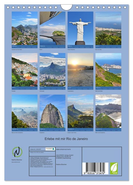 Produktbild: Erlebe mit mir Rio de Janeiro (Wandkalender 2026 DIN A4 hoch), CALVENDO Monatskalender