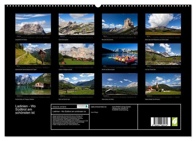 Produktbild: Ladinien - Wo S&uuml;dtirol am sch&ouml;nsten ist (hochwertiger Premium Wandkalender 2026 DIN A2 quer), Kunstdruck in Hochglanz