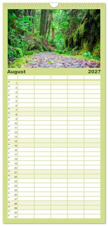 Produktbild: Familienplaner 2027 - Traumhafte Wege - Unterwegs auf Neuseelands S&uuml;dinsel mit 5 Spalten (Wandkalender, 21 x 45 cm) CALVENDO