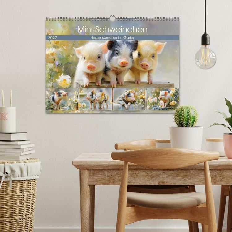 Produktbild: Mini-Schweinchen. Herzensbrecher im Garten (Wandkalender 2027 DIN A3 quer), CALVENDO Monatskalender
