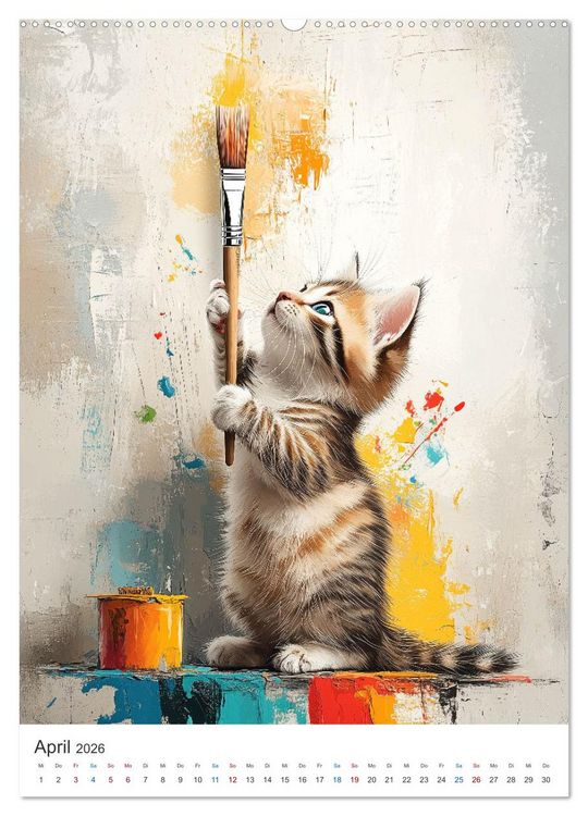 Produktbild: Kunterbunte Katzenbande (hochwertiger Premium Wandkalender 2026 DIN A2 hoch), Kunstdruck in Hochglanz