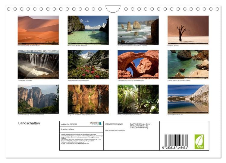 Produktbild: Landschaften (Wandkalender 2026 DIN A4 quer), CALVENDO Monatskalender