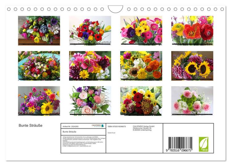 Produktbild: Bunte Str&auml;u&szlig;e (Wandkalender 2026 DIN A4 quer), CALVENDO Monatskalender