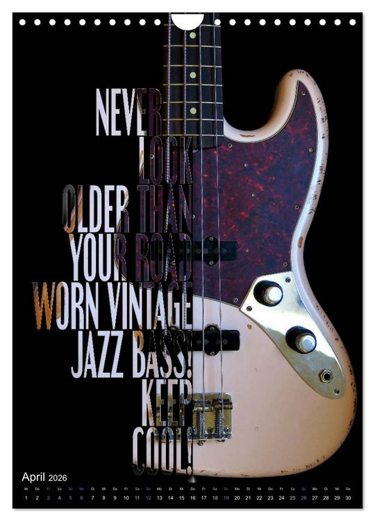 Produktbild: Rockgitarren Textposter (Wandkalender 2026 DIN A4 hoch), CALVENDO Monatskalender