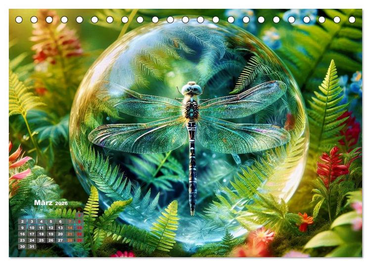 Produktbild: Libellen in einer Glaskugel (Tischkalender 2026 DIN A5 quer), CALVENDO Monatskalender