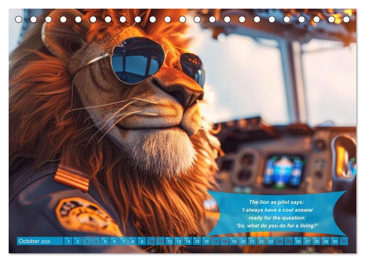 Produktbild: Funny charming animals as pilots (Desk Calendar 2026 DIN A5 landscape), CALVENDO 12 Month DeskCalendar