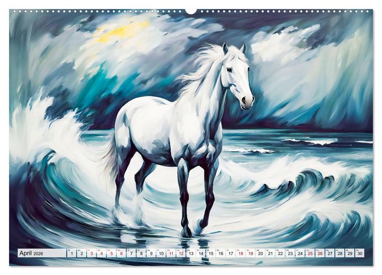 Produktbild: Jahr des Pferdes - Der unbez&auml;hmbare Geist der Pferde (hochwertiger Premium Wandkalender 2026 DIN A2 quer), Kunstdruck in Hochglanz