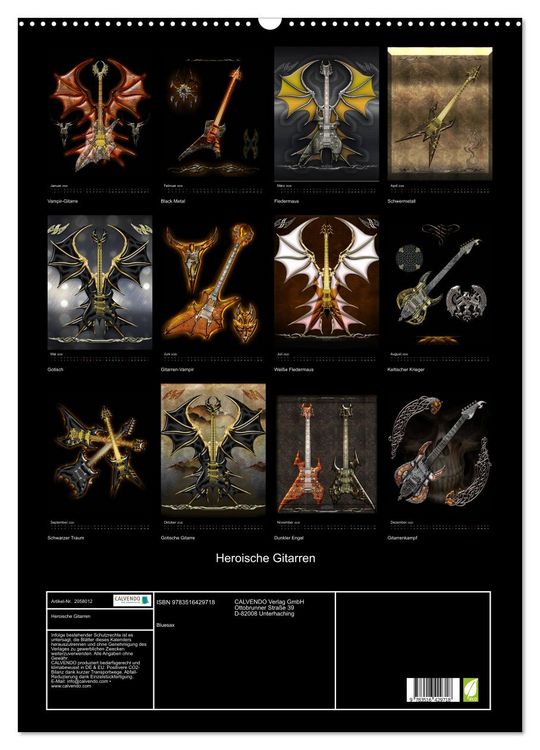 Produktbild: Heroische Gitarren (Wandkalender 2026 DIN A2 hoch), CALVENDO Monatskalender
