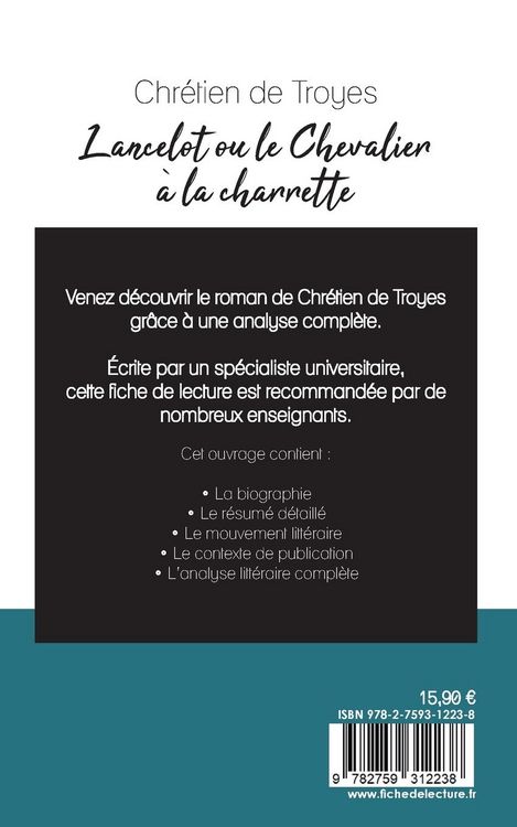Produktbild: Lancelot ou le Chevalier &agrave; la charrette de Chr&eacute;tien de Troyes (fiche de lecture et analyse compl&egrave;te de l'oeuvre)