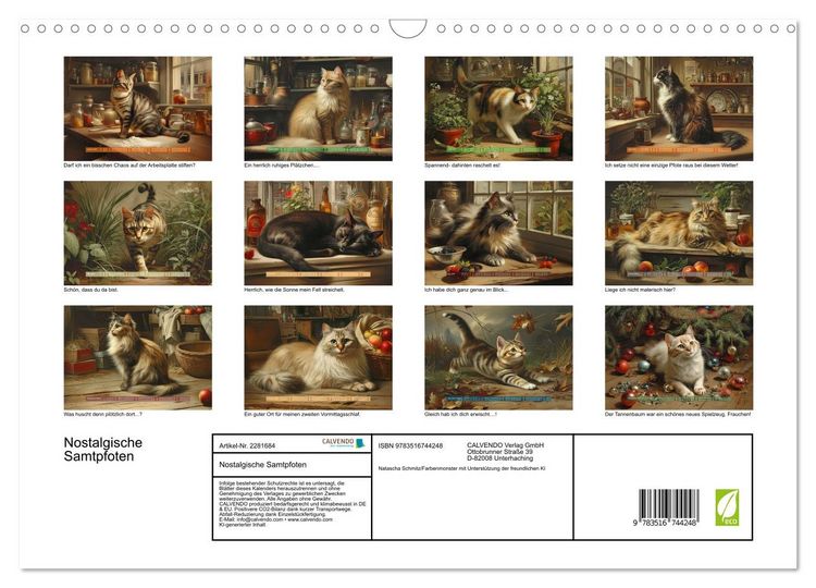 Produktbild: Nostalgische Samtpfoten (Wandkalender 2026 DIN A3 quer), CALVENDO Monatskalender