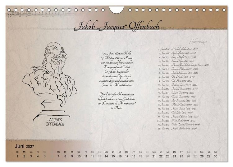 Produktbild: Von Mozart bis Beethoven (Wandkalender 2027 DIN A4 quer), CALVENDO Monatskalender