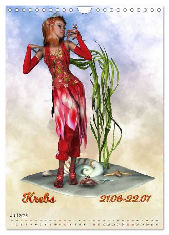 Produktbild: M&auml;dchen im Manga Style (Sternzeichen) (Wandkalender 2026 DIN A4 hoch), CALVENDO Monatskalender