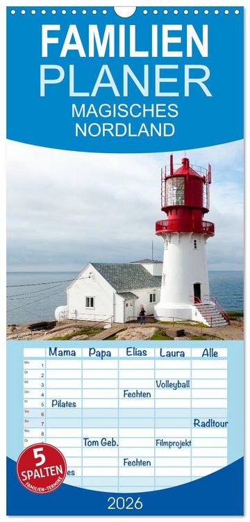 Produktbild: Familienplaner 2026 - Magisches Nordland. Eine Reise in das Herz Skandinaviens mit 5 Spalten (Wandkalender, 21 x 45 cm) CALVENDO