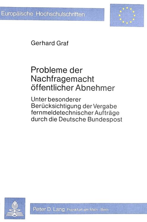 Produktbild: Probleme der Nachfragemacht &ouml;ffentlicher Abnehmer