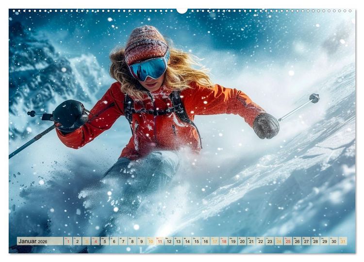 Produktbild: Skifahren - tolle Momente (Wandkalender 2026 DIN A2 quer), CALVENDO Monatskalender