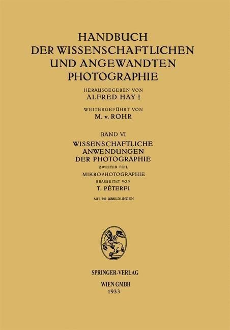 Produktbild: Wissenschaftliche Anwendungen der Photographie