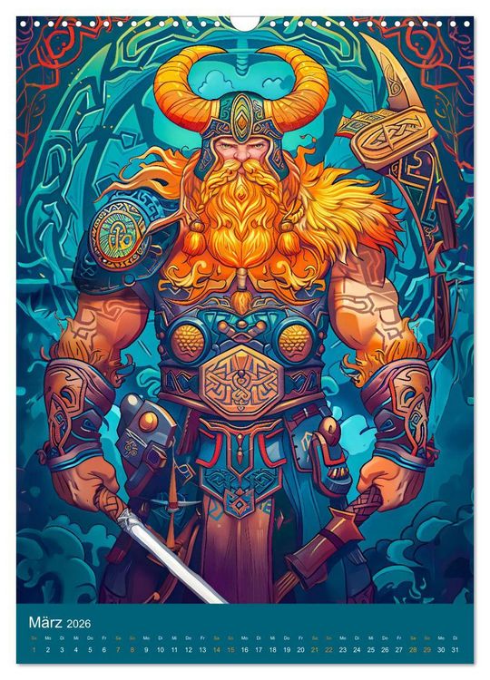 Produktbild: Wikinger Action - Comic-Helden inspiriert von den Nordm&auml;nnern (Wandkalender 2026 DIN A3 hoch), CALVENDO Monatskalender