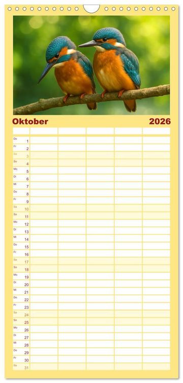 Produktbild: Familienplaner 2026 - Eisvogeltr&auml;ume am Wasser mit 5 Spalten (Wandkalender, 21 x 45 cm) CALVENDO