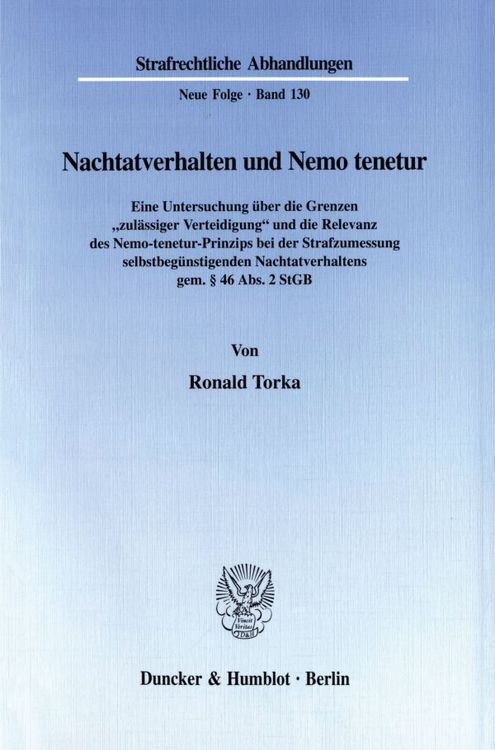 Produktbild: Nachtatverhalten und Nemo tenetur.