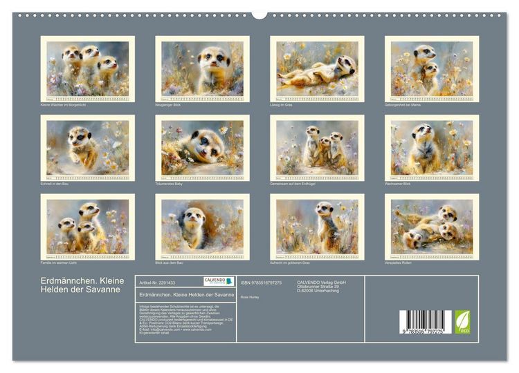 Produktbild: Erdm&auml;nnchen. Kleine Helden der Savanne (hochwertiger Premium Wandkalender 2027 DIN A2 quer), Kunstdruck in Hochglanz