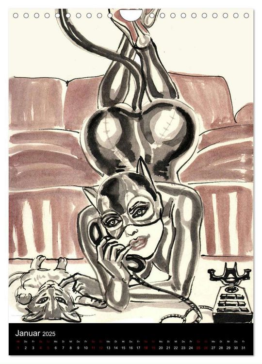 Produktbild: Kesse Mietzen - Burlesque cats II - mit flotten Linien gezeichnete Pin-up Katzen (Wandkalender 2025 DIN A4 hoch), CALVENDO Monatskalender