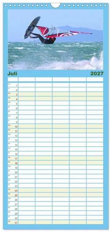 Produktbild: Familienplaner 2027 - Funsport Windsurfen mit 5 Spalten (Wandkalender, 21 x 45 cm) CALVENDO