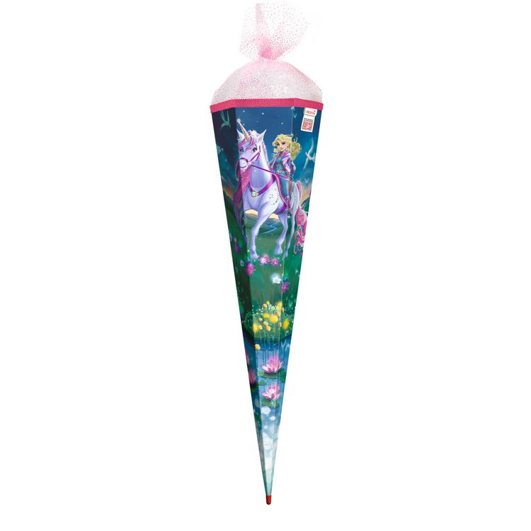 Produktbild: Motivschult&uuml;te, Magische Einhornreiterin, 85 cm, Glitter, Organza, Glitterborte