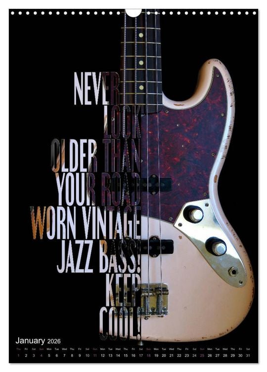 Produktbild: Rock Guitar Beauties (Wall Calendar 2026 DIN A3 portrait), CALVENDO 12 Month Wall Calendar