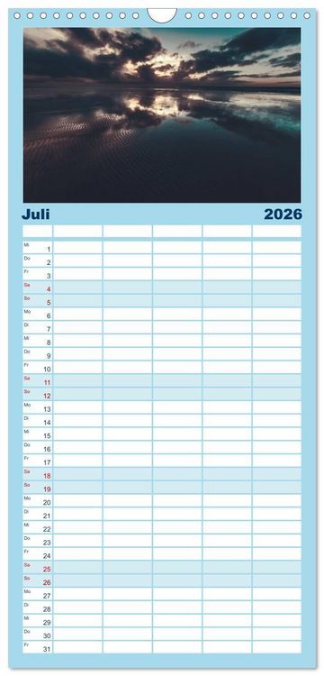 Produktbild: Familienplaner 2026 - Abendlicht &uuml;ber der Nordsee mit 5 Spalten (Wandkalender, 21 x 45 cm) CALVENDO