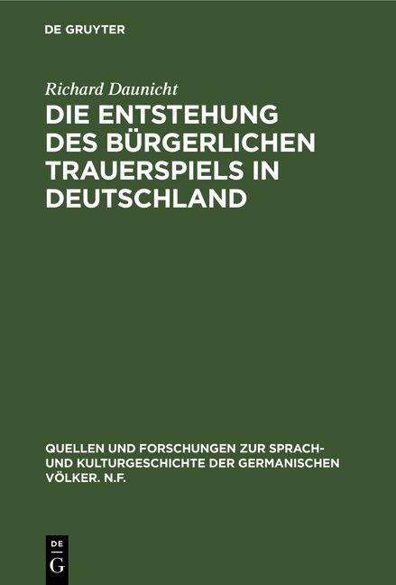 Produktbild: Die Entstehung des b&uuml;rgerlichen Trauerspiels in Deutschland