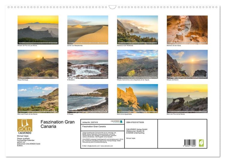 Produktbild: Faszination Gran Canaria (Wandkalender 2027 DIN A2 quer), CALVENDO Monatskalender