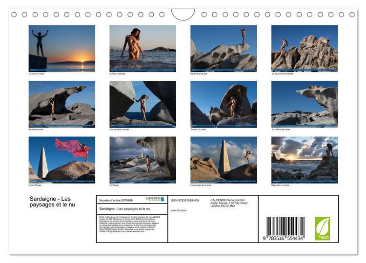 Produktbild: Sardaigne - Les paysages et le nu (Calendrier mural 2026 DIN A4 vertical), CALVENDO calendrier mensuel