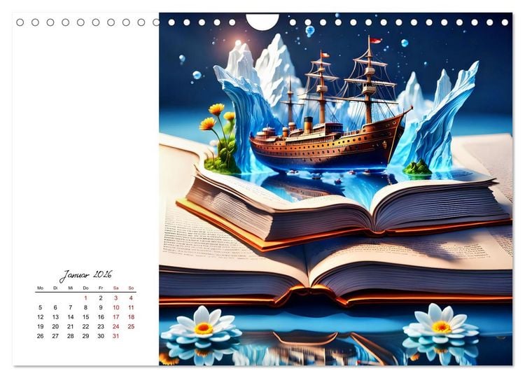 Produktbild: Fantastische surreale B&uuml;cherwelten (Wandkalender 2026 DIN A4 quer), CALVENDO Monatskalender