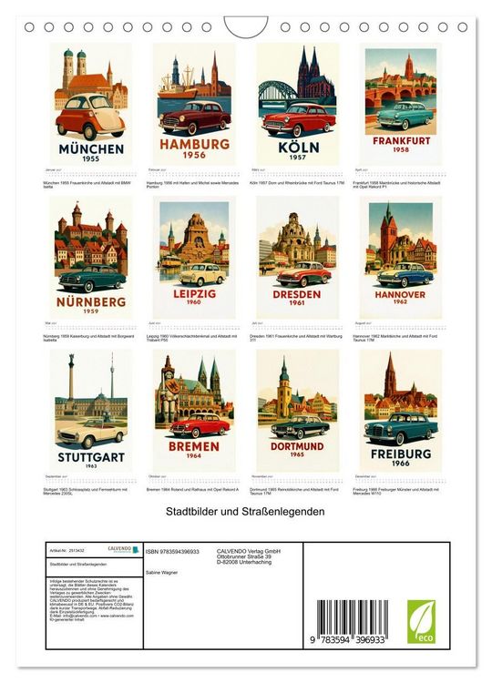 Produktbild: Stadtbilder und Stra&szlig;enlegenden (Wandkalender 2027 DIN A4 hoch), CALVENDO Monatskalender