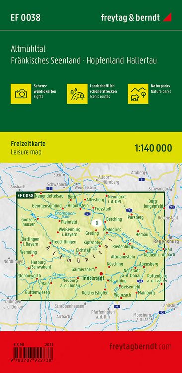 Produktbild: freytag & berndt Freizeitkarte Altm&uuml;hltal, Fr&auml;nkisches Seenland, Hopfenland Hallertau 1:140.000
