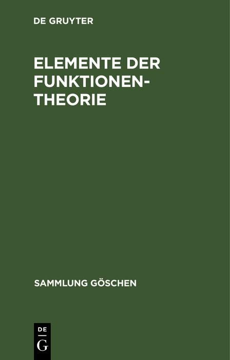 Produktbild: Elemente der Funktionentheorie