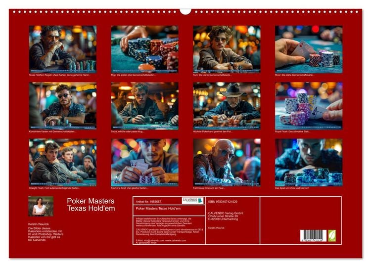Produktbild: Poker Masters Texas Hold'em (Wandkalender 2026 DIN A2 quer), CALVENDO Monatskalender