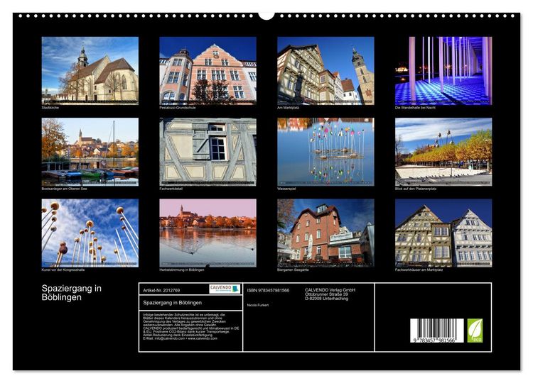 Produktbild: Spaziergang in B&ouml;blingen (hochwertiger Premium Wandkalender 2026 DIN A2 quer), Kunstdruck in Hochglanz