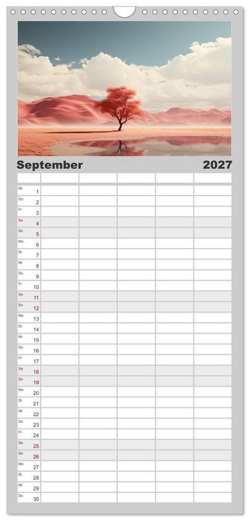 Produktbild: Familienplaner 2027 - Surrealer Minimalismus mit 5 Spalten (Wandkalender, 21 x 45 cm) CALVENDO