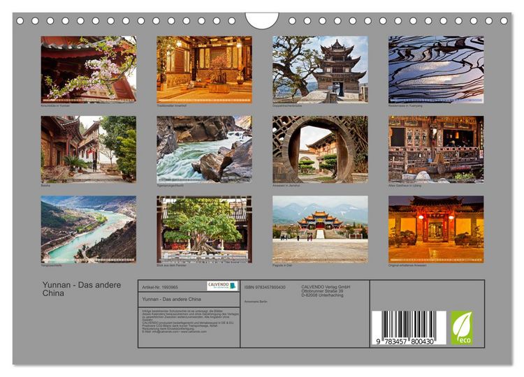 Produktbild: Yunnan - Das andere China (Wandkalender 2026 DIN A4 quer), CALVENDO Monatskalender