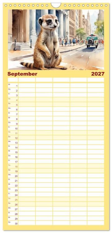 Produktbild: Familienplaner 2027 - Erdm&auml;nnchen in New York City mit 5 Spalten (Wandkalender, 21 x 45 cm) CALVENDO