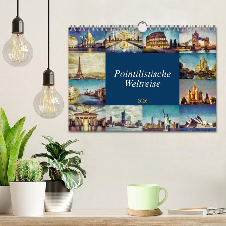 Produktbild: Pointilistische Weltreise (Wandkalender 2026 DIN A4 quer), CALVENDO Monatskalender