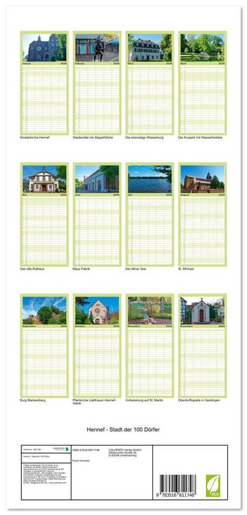 Produktbild: Familienplaner 2026 - Hennef - Stadt der 100 D&ouml;rfer mit 5 Spalten (Wandkalender, 21 x 45 cm) CALVENDO