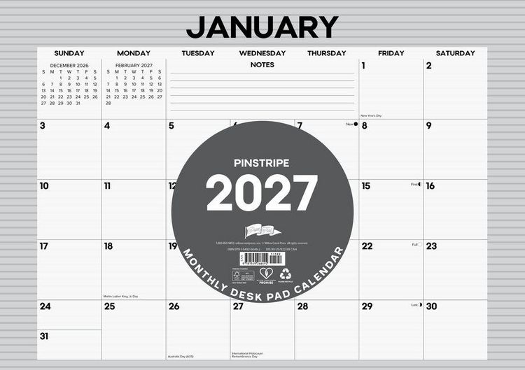 Produktbild: Pinstripe 2027 17 X 12 Small Monthly Deskpad