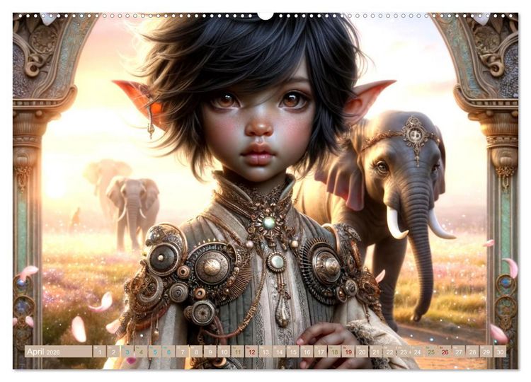 Produktbild: Elfenkinder und ihre Freunde - Magie und Natur im Einklang (hochwertiger Premium Wandkalender 2026 DIN A2 quer), Kunstdruck in Hochglanz